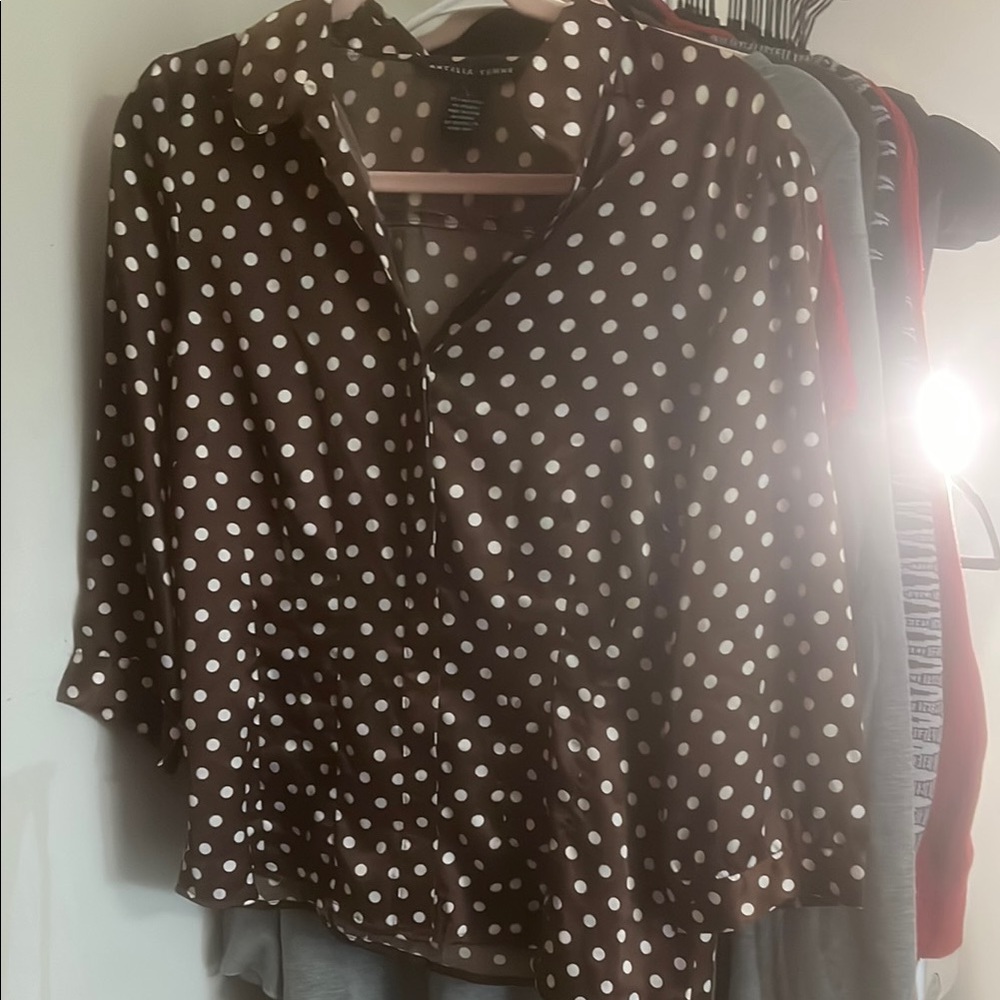 Antilia Femme Brown Buttoned 3/4 Sleeve Blouse